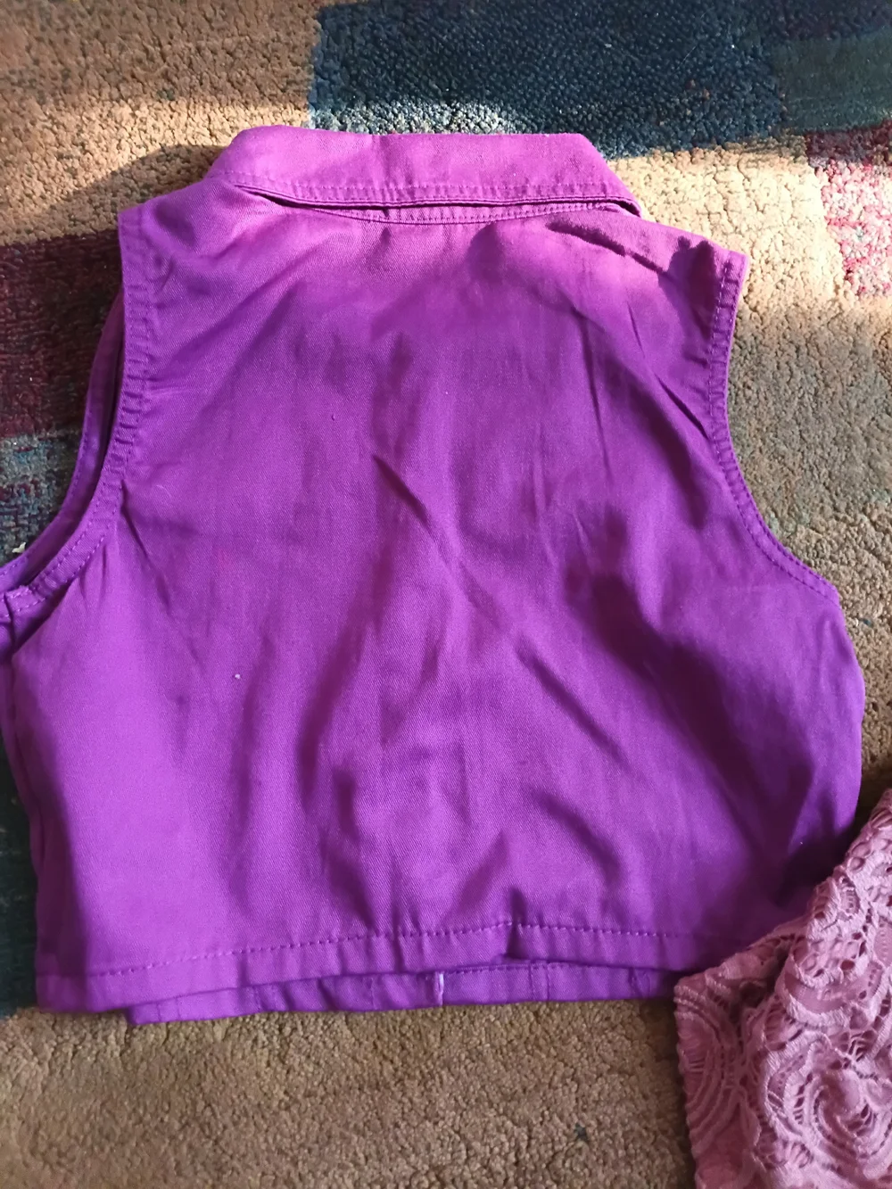 Girls' Purple Studded Denim Vest